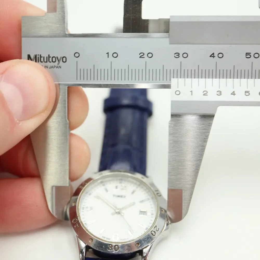 Timex Indiglo Silver Tone Date 29mm Womens Watch Blue Leather w New Battery
